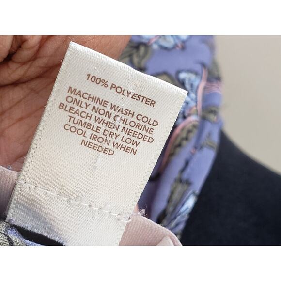 LOFT Top Blouse Womens Medium Multi Floral Ruffle Trim Sleeveless Round Neck - Picture 6 of 10